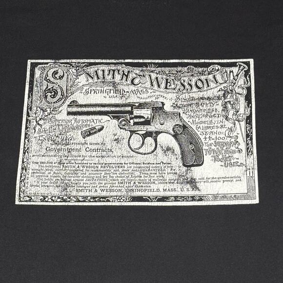 Smith & Wesson Superior Automatic Revolvers Guns Graphic Logo Tee Mens Large - Picture 2 of 6